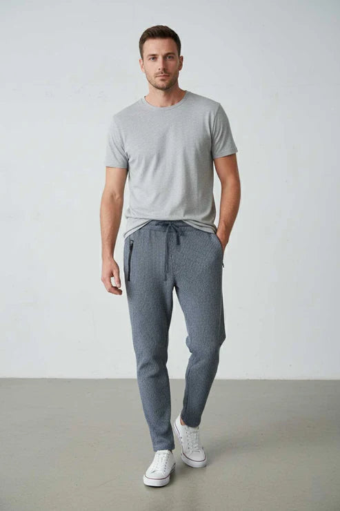 Men’s Slim-Fit Pinstripe Casual Trousers